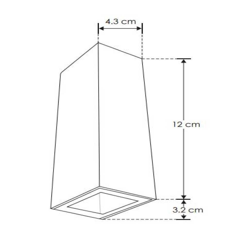 LUMINARIO PARED LED BLANCO CALIDO 5W RECTANGULAR 2 SALIDAS LUZ SOBREPONER NEGRO 85-265VCA IP65