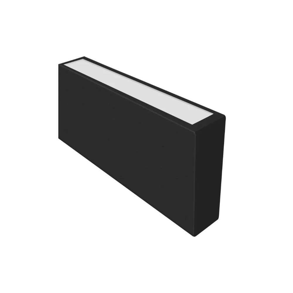 LUMINARIO PARED LED BLANCO CALIDO 8W RECTANGULAR SOBREPONER SALIDAS SUPERIOR E INFERIOR NEGRO 85-265 VCA IP65