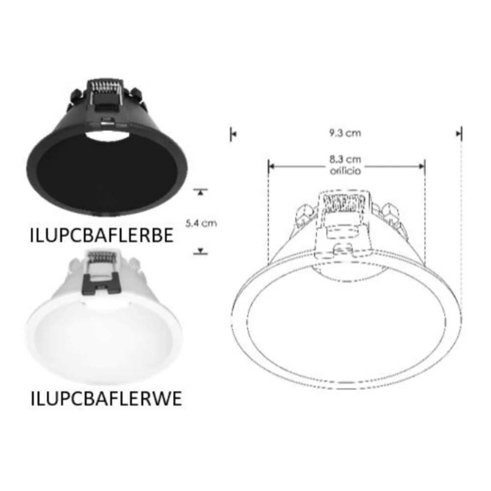 DIFUSOR PARA LAMPARA TIPO DICROICA MR16 GU10 O MODELO DE LED RECONDO TIPO BAFLE ANTIDESLUMBRANTE POLICARBONATO BLANCO INCLUYE CONECTOR MR16