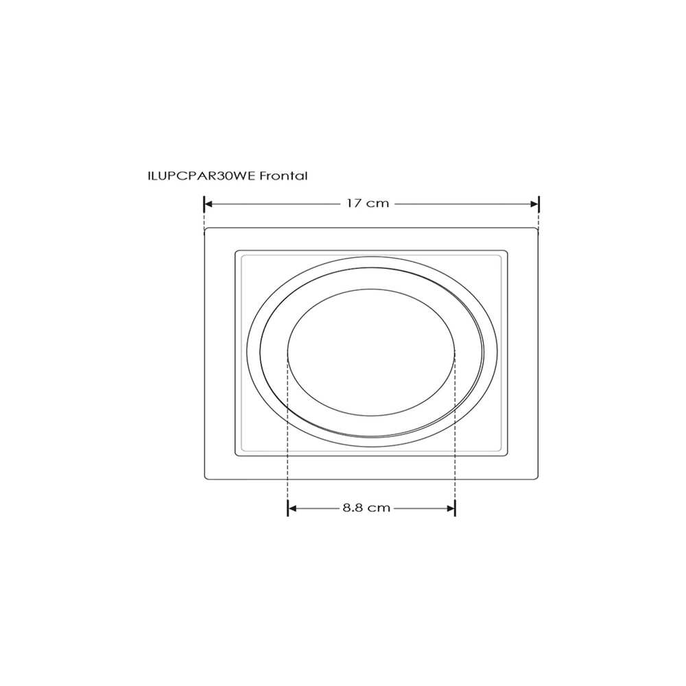 DIFUSOR PARA LAMPARA TIPO PAR30 CUADRADO DIRIGIBLE NEGRO CON BASE E27
