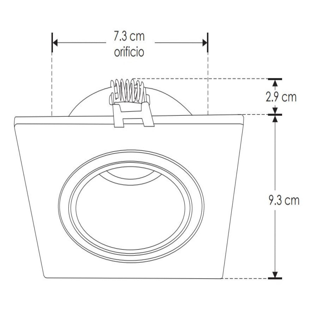 DIFUSOR PARA LAMPARA TIPO DICROICA MR16 GU10 O MODULO DE LED CUADRADO DIRIGIBLE POLICARBONATO NEGRO INCLUYE CONECTOR MR16 ILUMILEDS