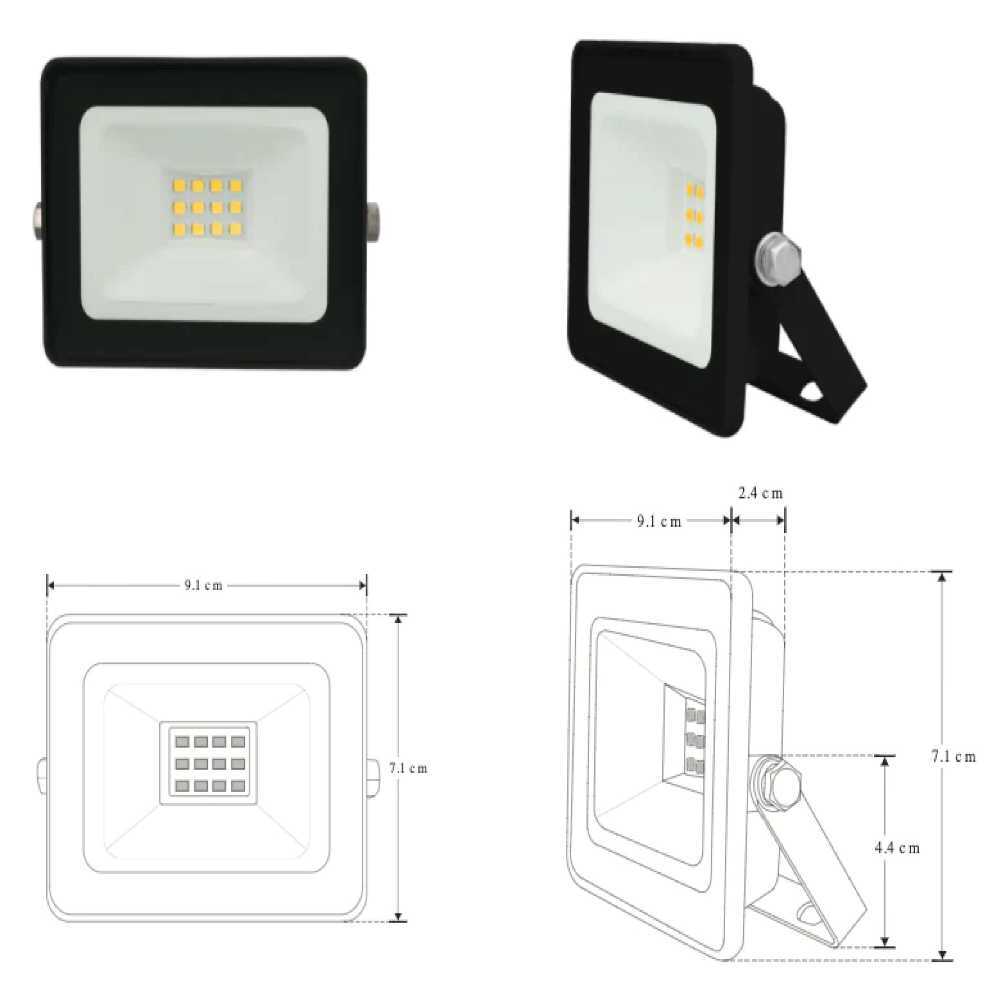 REFLECTOR LED RECTANGULAR PLANO SOBREPONER DIRIGIBLE 10W 120 BLANCO CRISTAL TEMPLADO BC 100-240V IP65 ILUMILEDS