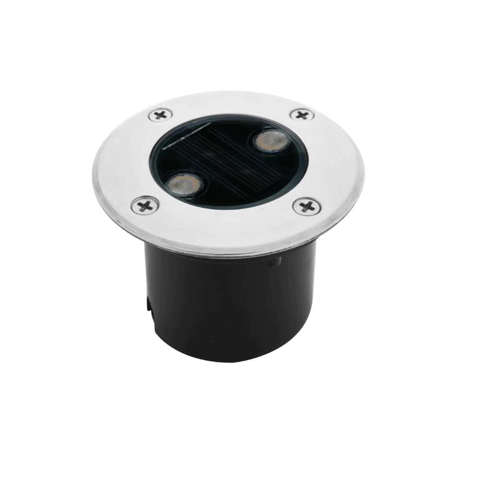 LUMINARIO SOLAR EMPOTRAR REDONDO LED ACERO INOXIDABLE 2W BLANCO CALIDO 120 CON SENSOR DE OBSCURIDAD BATERIA LITIO 1.2V 300MAH INCLUYE HOUSING IP67 **NO PISAR** ILUMILEDS