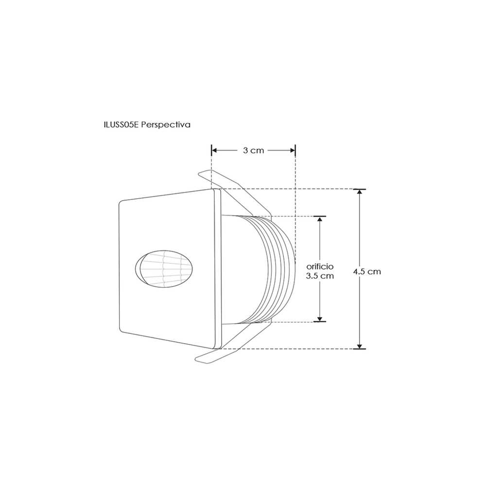 LUMINARIO DE PARED EMPOTRAR CUADRADO LED BLANCO 2.5W BLANCO CALIDO SALIDA PUNTUAL OVALADA 85-265V IP20 ILUMILEDS***HAE2025***