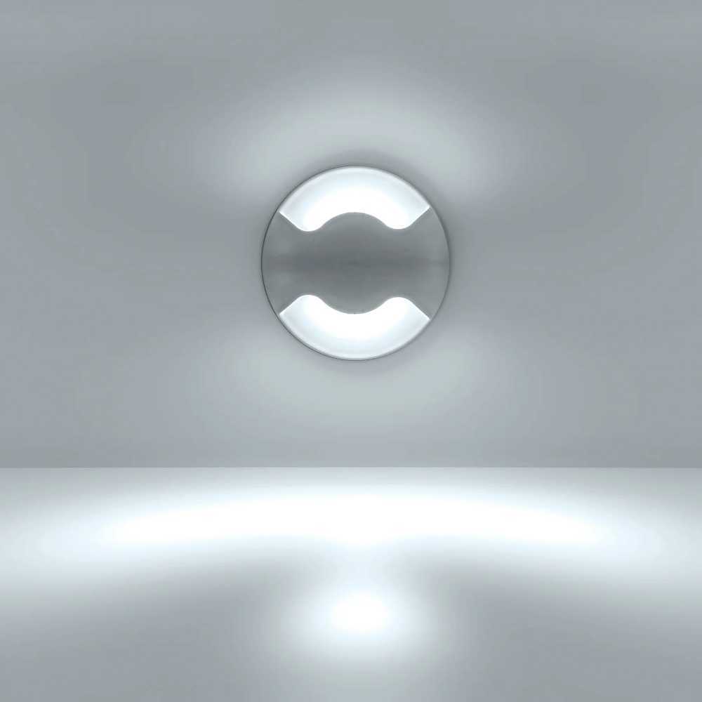 LUMINARIO DE PARED EMPOTRAR REDONDO LED BLANCO 2.5W BLANCO CALIDO 2 SALIDAS 85-265V IP20 ILUMILEDS