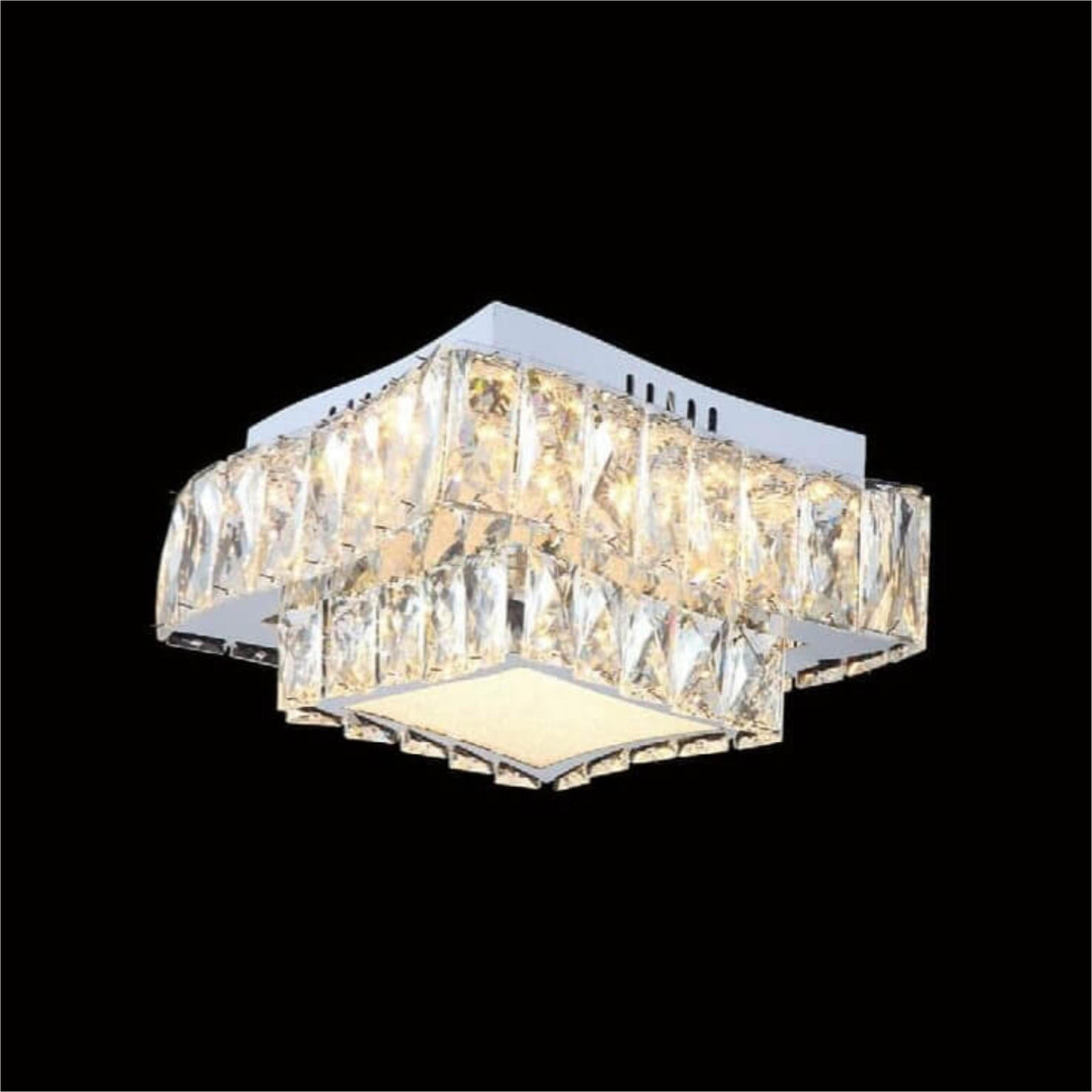 PLAFON CUADRADO DOBLE CRISTAL CHICO 52 WATTS LED MCA LUZ VIC