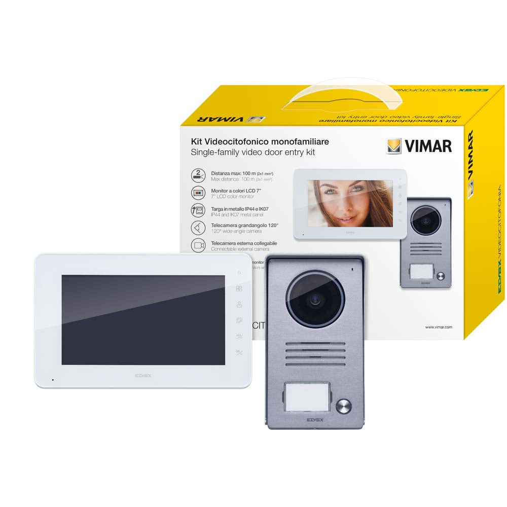 KIT VIDEOPORTERO MONOFAMILIAR LCD 7" COLOR 100MTS. MAX. ELVOX INDOOR ENTRY VIMAR