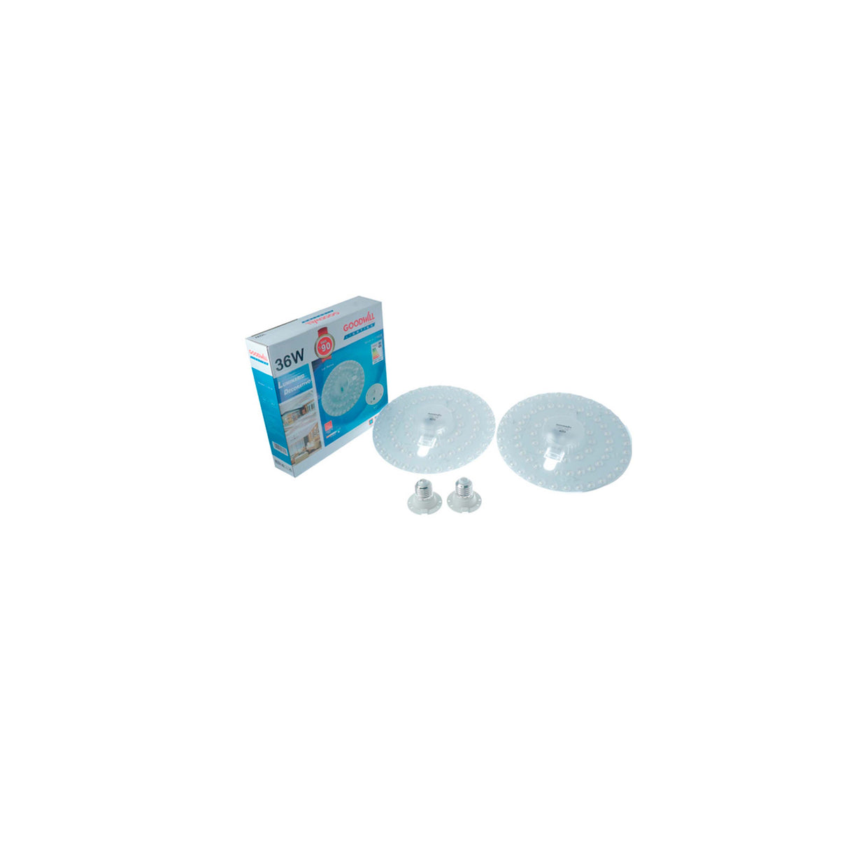 KIT 2 LAMPARAS DE PLANTILLA LED 36W 6500K E27 120V USO DOMESTICO INTERIOR MCA GOODWILL