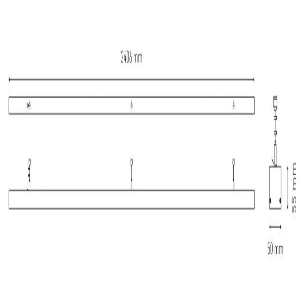 LUMINARIO LINEAL LED SUSPENDER BL U 2400 50W/100-305V. BLANCO 4000K LUZ NEUTRA ELECTROMAG ***HAE2025***