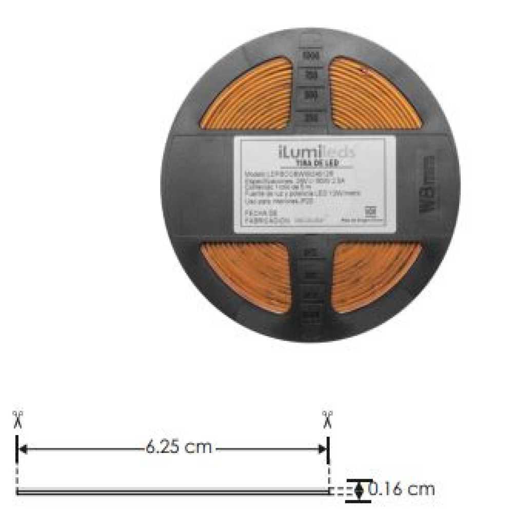 TIRA EXTRAPLANA LED 12W X MT 4100K 512LEDS X MT 120G IP20 ILUMILEDS