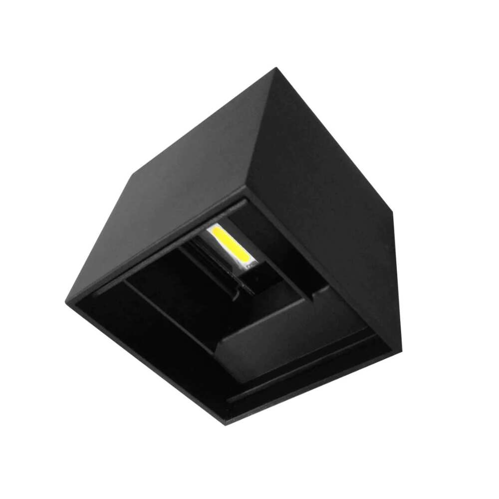 LUMINARIO DE PARED SOBREPONER CUBO DE LED NEGRO 6W BLANCO CALIDO 2 SALIDAS OPTICA AJUSTABLE 85-265V IP65 ILUMILEDS