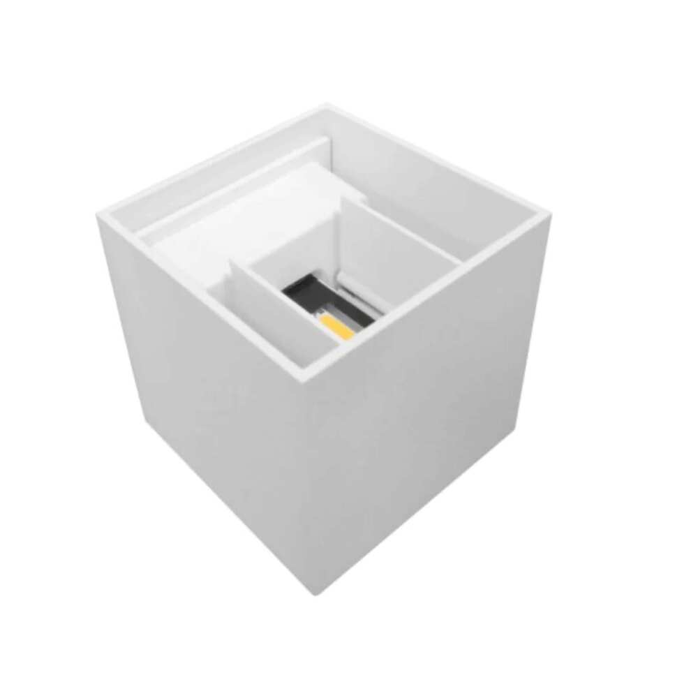 LUMINARIO DE PARED DE LED B/C 6W CUBO 2 SALIDAS OPTICA AJUSTABLE DE SOBREPONER ALUMINIO ACABADO BLANCO 85-265V CA PROTECCION IP65 ILUMILEDS