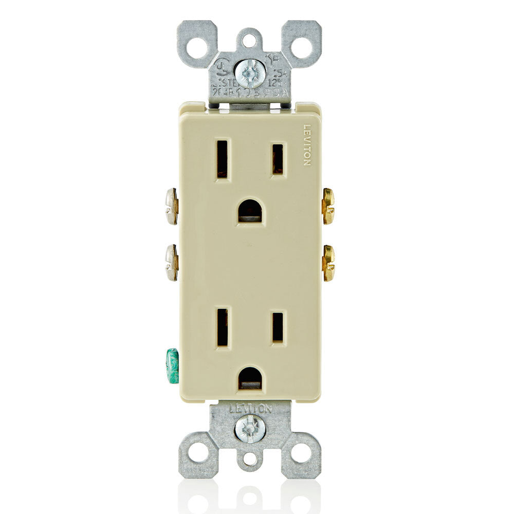 CONTACTO DUPLEX DECORA MARFIL 2P/3H 15A/125V RESIDENCIAL 05325-00I LEVITON