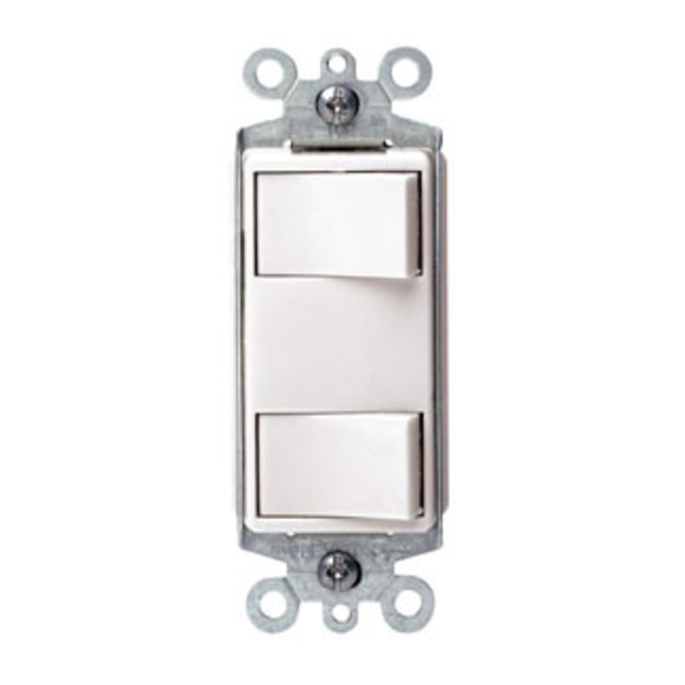 APAGADOR DOBLE CON ESPACIO DECORA 15A.120V. BLANCO 01754-00W LEVITON