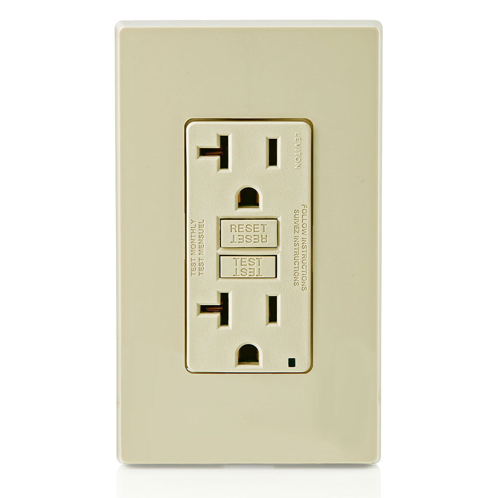 CONTACTO DUPLEX GFCI 20A/125AV. MARFIL GFNT2-00I LEVITON