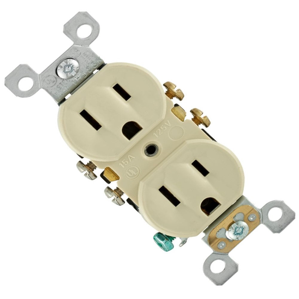 CONTACTO DUPLEX RESIDENCIAL POLARIZADO ATERRIZADO 15A/125V. MARFIL 05320-ICP *** OFRECER 3232-I ***