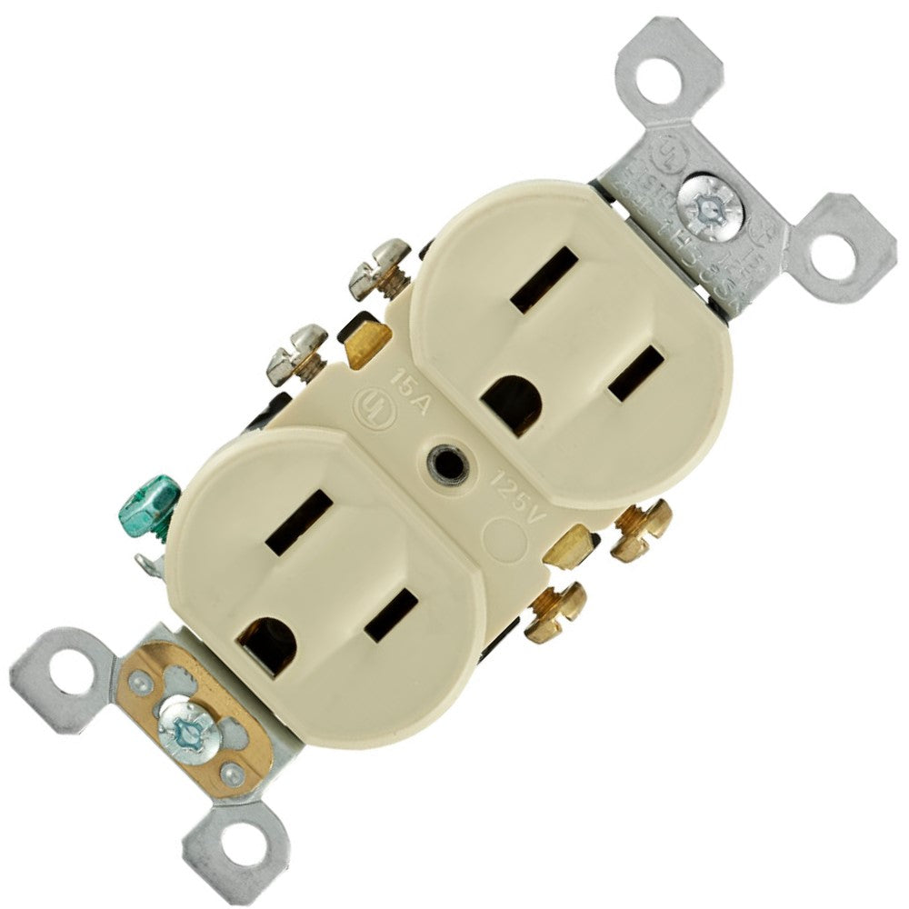 CONTACTO DUPLEX RESIDENCIAL POLARIZADO ATERRIZADO 15A/125V. MARFIL 05320-ICP *** OFRECER 3232-I ***