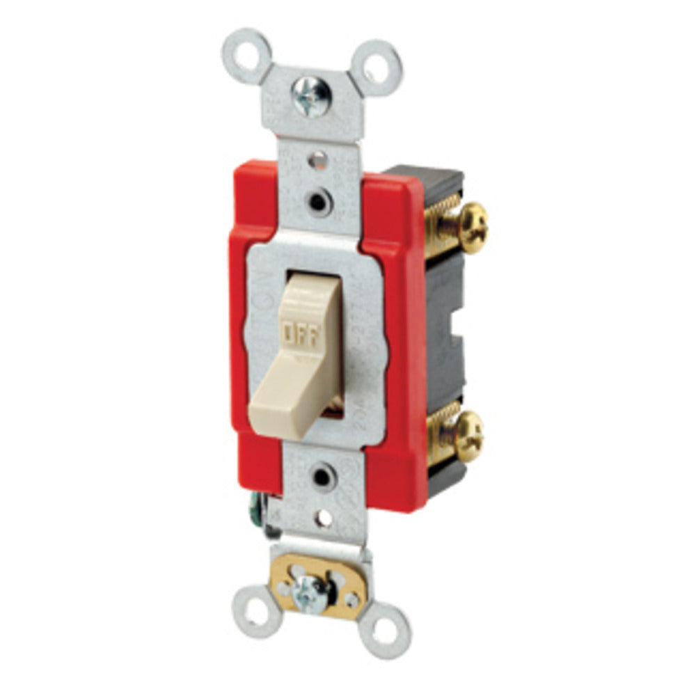 APAGADOR PALANCA GRADO INDUSTRIAL SILENCIOSO 2 POLOS 20A/120-277V. MARFIL 01222-02I LEVITON