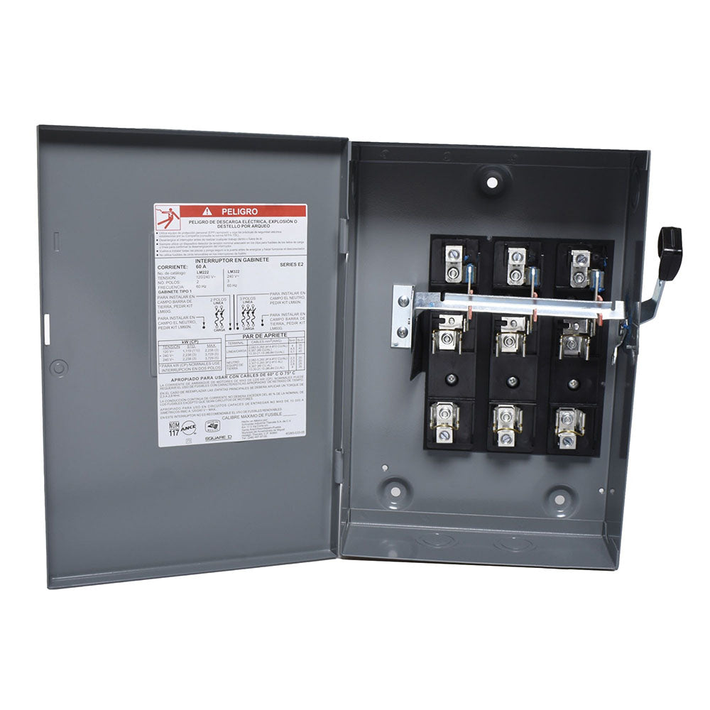 INTERRUPTOR SEGURIDAD 3X60A 120-240V LIGERO LM322 SCHNEIDER ELECTRIC