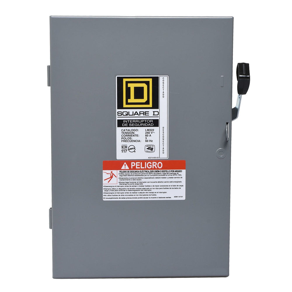 INTERRUPTOR SEGURIDAD 3X60A 120-240V LIGERO LM322 SCHNEIDER ELECTRIC