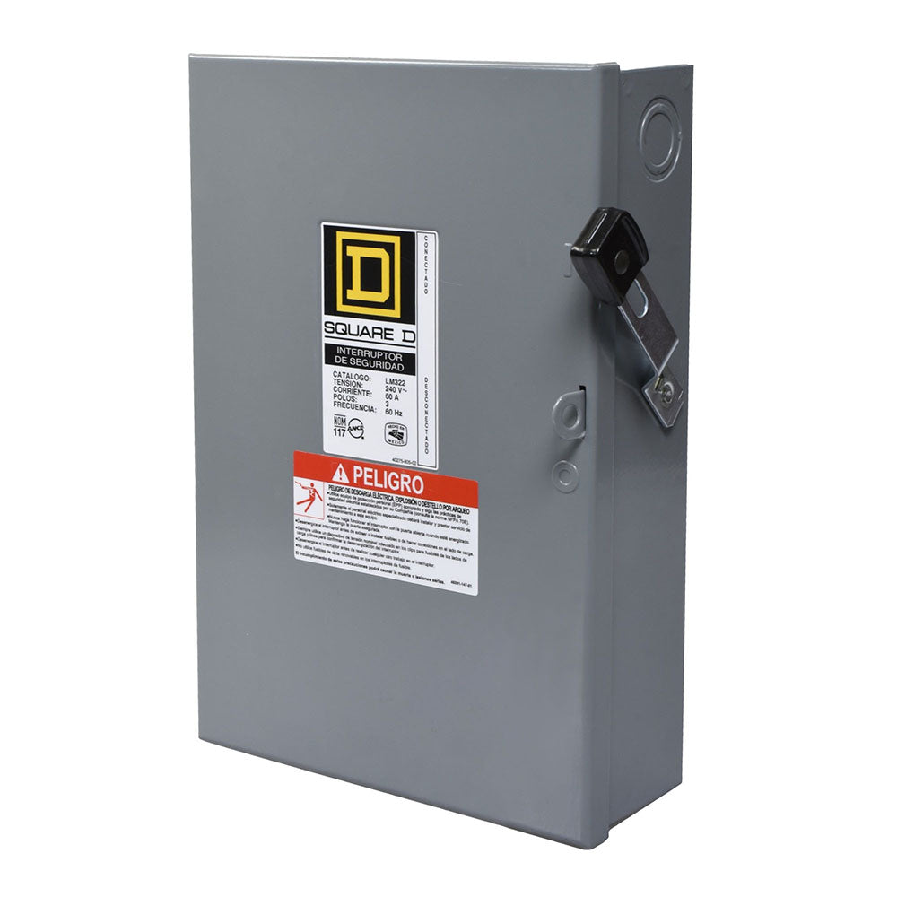 INTERRUPTOR SEGURIDAD 3X60A 120-240V LIGERO LM322 SCHNEIDER ELECTRIC