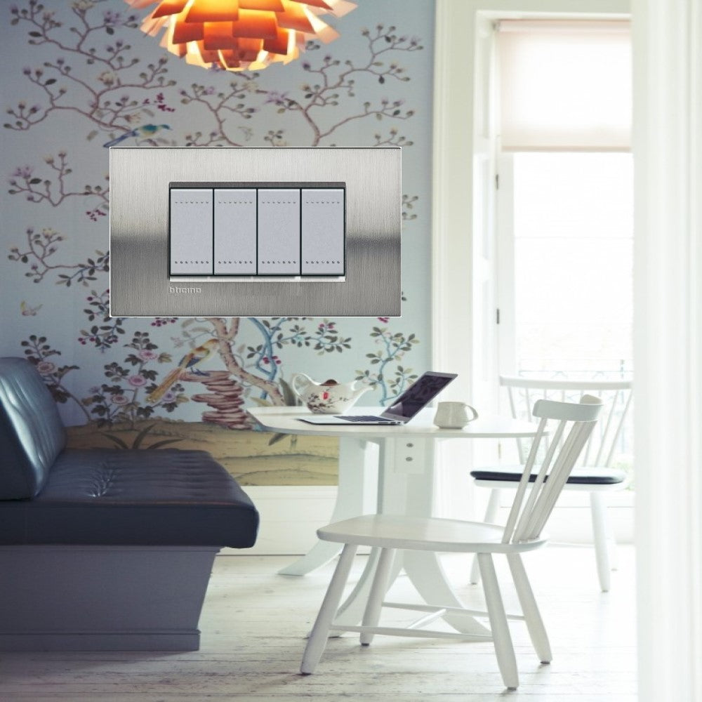 PLACA RECTANGULAR COLOR ACERO PULIDO 4 MOD. LNA4804ACS LIVING Y LIGHT