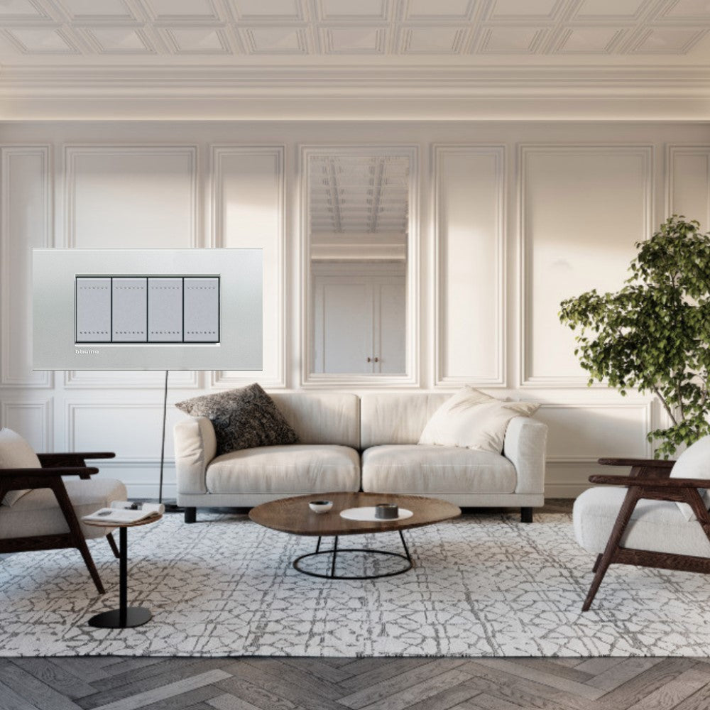 PLACA RECTANGULAR COLOR PLATA 4 MOD. LNA4804AG LIVING Y LIGHT