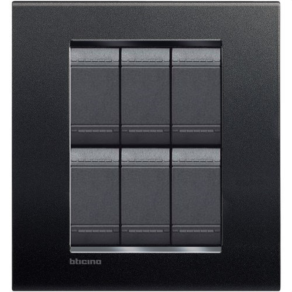 PLACA RECTANGULAR COLOR NEGRO ANTRACITA 3+3 MOD. LNA4826AR LIVING Y LIGHT