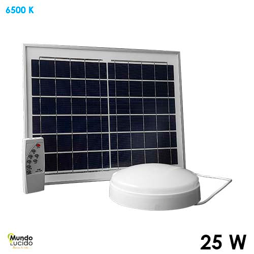 LUMINARIO LED SOLAR 25W SELLADO REDONDO 6500K T CARGA 5-6H MUNDO LUCIDO