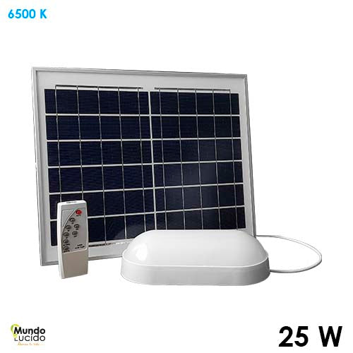 LUMINARIO LED SOLAR 25W SELLADO OVALADO 6500K T CARGA 5-6H MUNDO LUCIDO