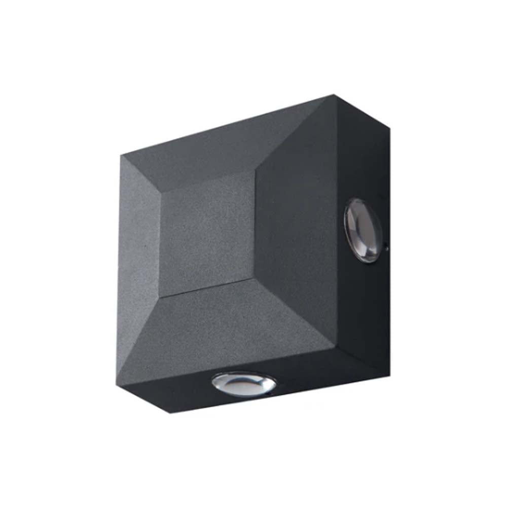 ARBOTANTE LED EXTERIOR CUADRADO ALUMINIO NEGRO SATINADO 4W 4 SALIDAS DE LUZ 3500K IP65