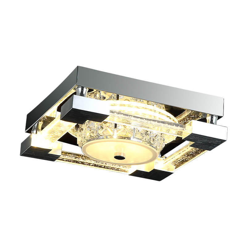 PLAFON CROMADO CRISTAL Y BURBUJAS 32W LED 3 CAMBIOS DE LUZ **SIN T.E.**