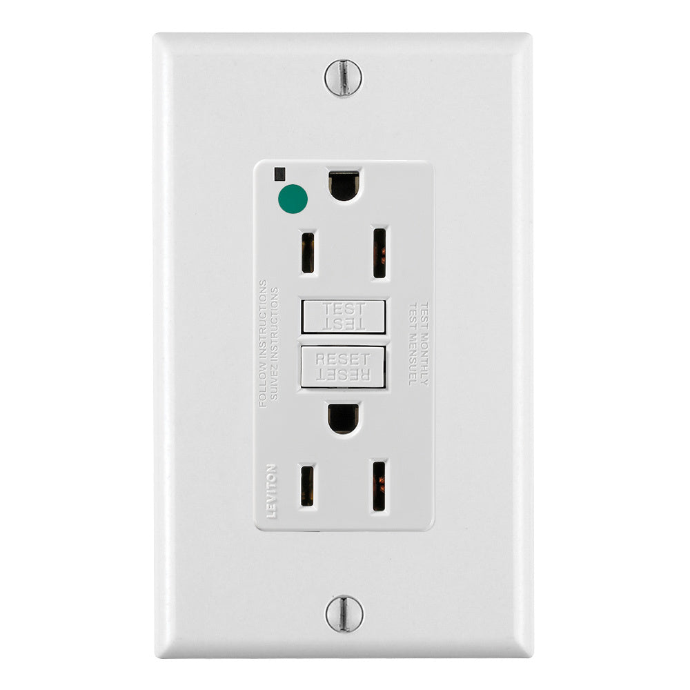 RECEPTACULO DUPLEX BLANCO 15A 125V 2P3H ICFT GRADO HOSPITAL TAMPER RESISTANT LEV-LOK