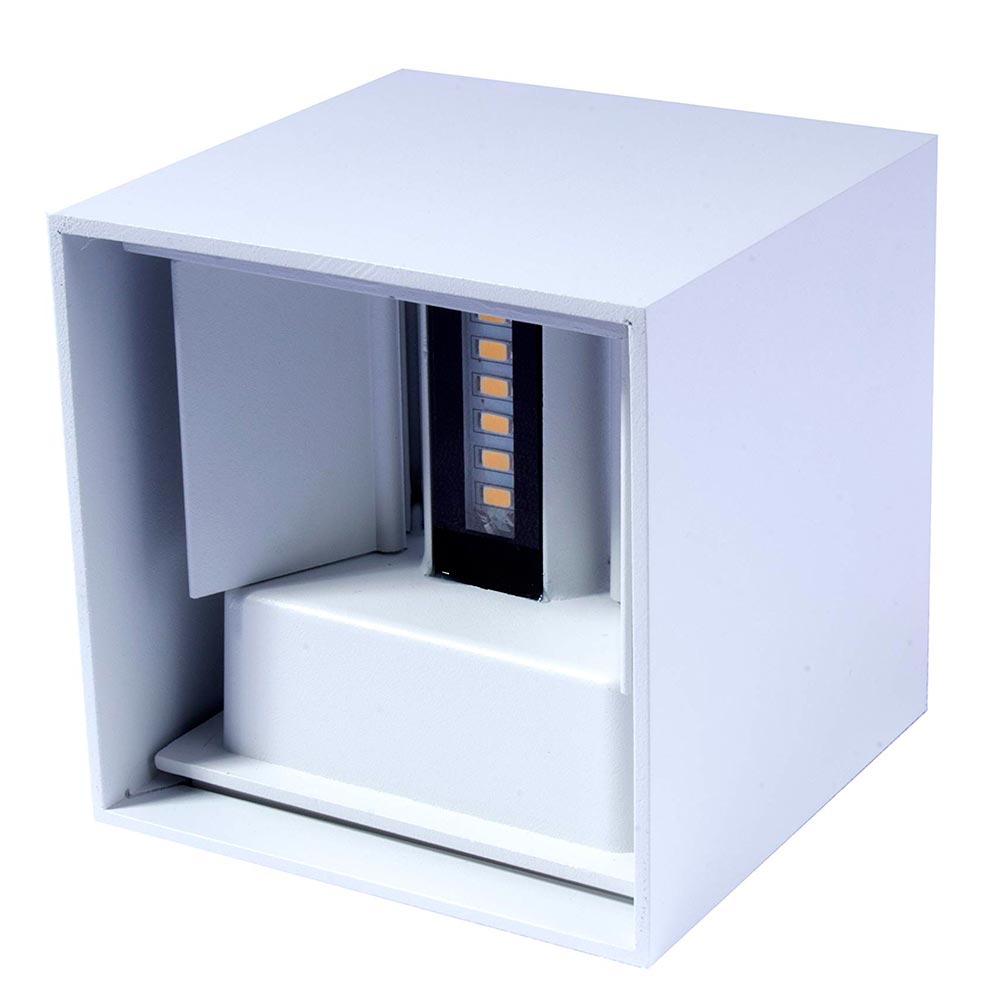 LUMINARIO DE LED P/PARED 2X3W 3000K IP45 10X10CM BLANCO ANGULO AJUSTABLE MCA MAXXI