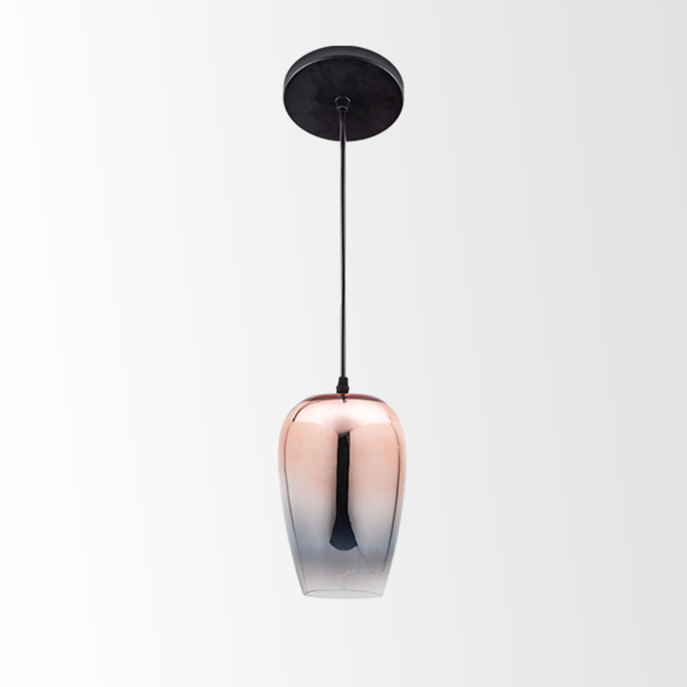 CANDIL CUERPO ALUMINIO CEPILLADO VIDRIO SOPLADO COBRE 14X120CM E27 127V MAXXI