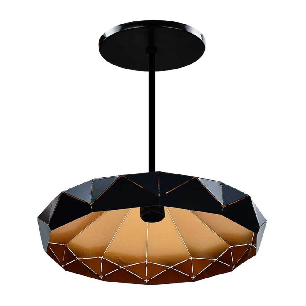 CANDIL LAMINA DE ACERO PERFIL GEOMETRICO NEGRO INTERIOR DORADO 35X120CM E27 127V MAXXI