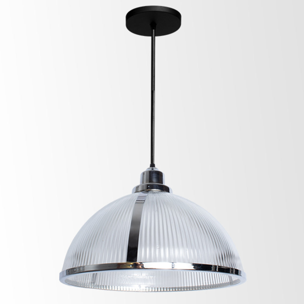 CANDIL ALUMINIO VIDRIO PRISMATICO HERRAJE CROMO 34X120CM E27 127V MAXXI