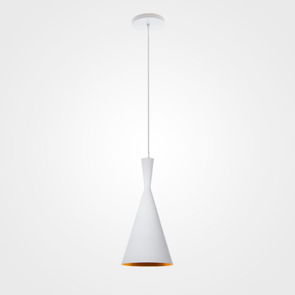 LUMINARIO COLGANTE ALUMINIO INTERIOR ANODIZADO EN COLOR BLANCO 127V LAMPARA OPCIONAL NO INCLUIDA MAXXI