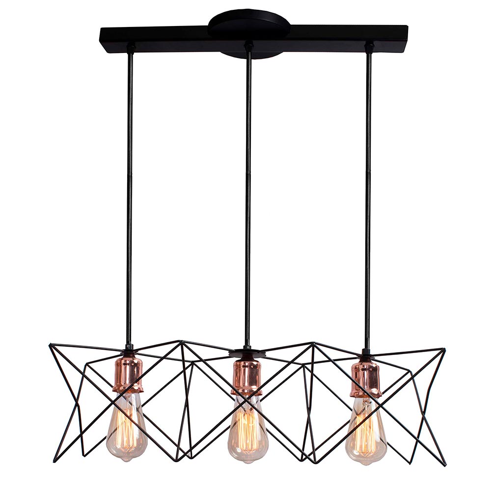 CANDIL 3 REJILLAS ACERO NEGRO 57X120CM 3XE27 127V MAXXI