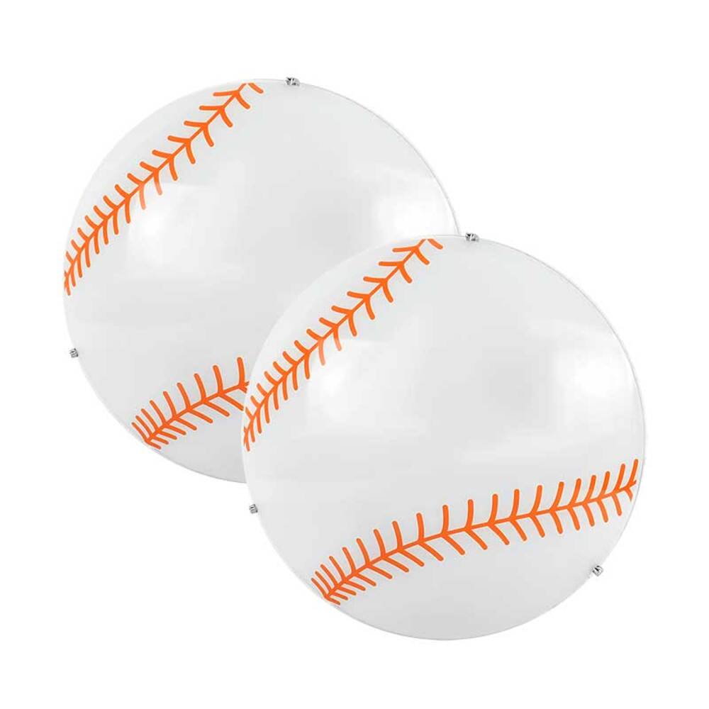 PLAFON DECORATIVO BEISBOL 2X20W. E26 VIDRIO SATINADO DECORADO MX-PF8019