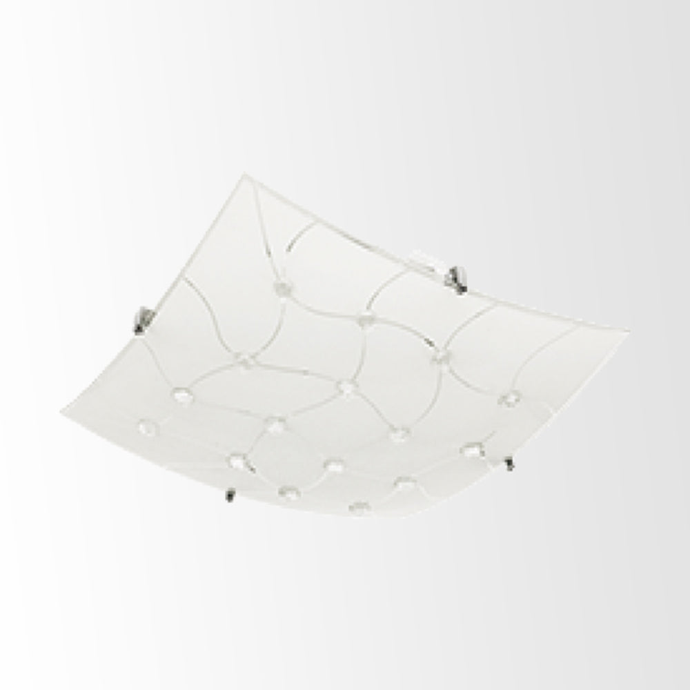 LUMINARIO DE TECHO PLAFON LAMINA DE ACERO + VIDRIO SATINADO CON INCRUSTACIONES LED INTEGRADO 18W-1600LM 30X30C