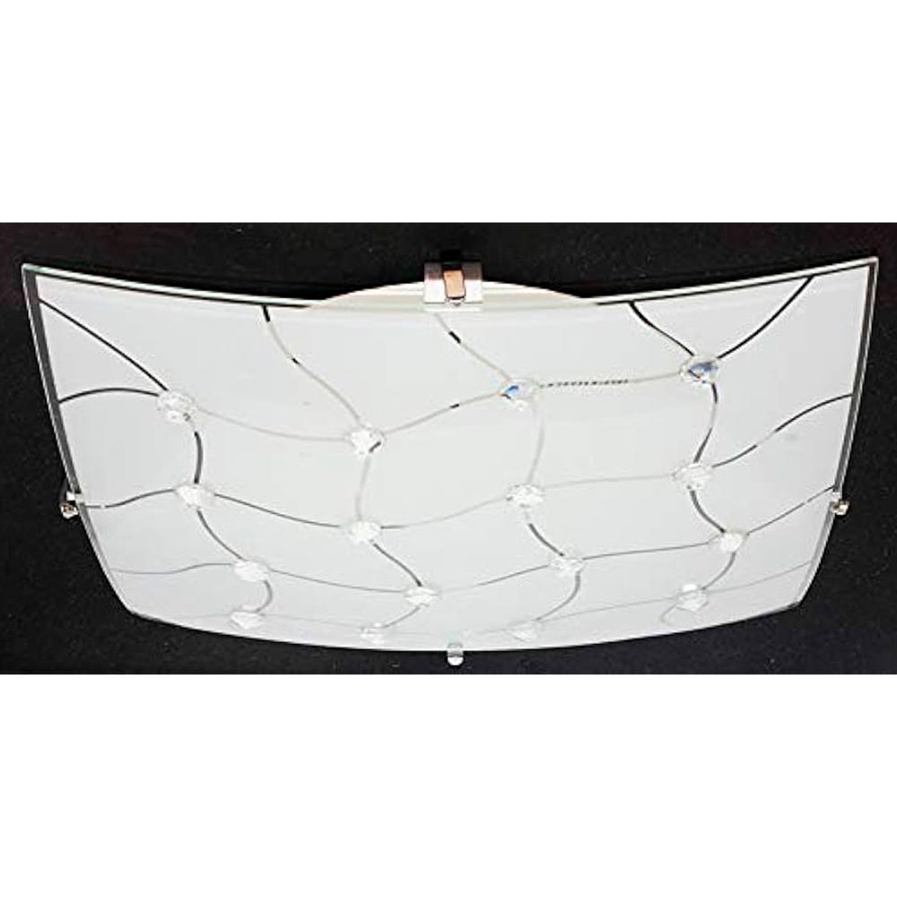 LUMINARIO DE TECHO PLAFON LAMINA DE ACERO + VIDRIO SATINADO CON INCRUSTACIONES LED INTEGRADO 18W-1600LM 30X30C