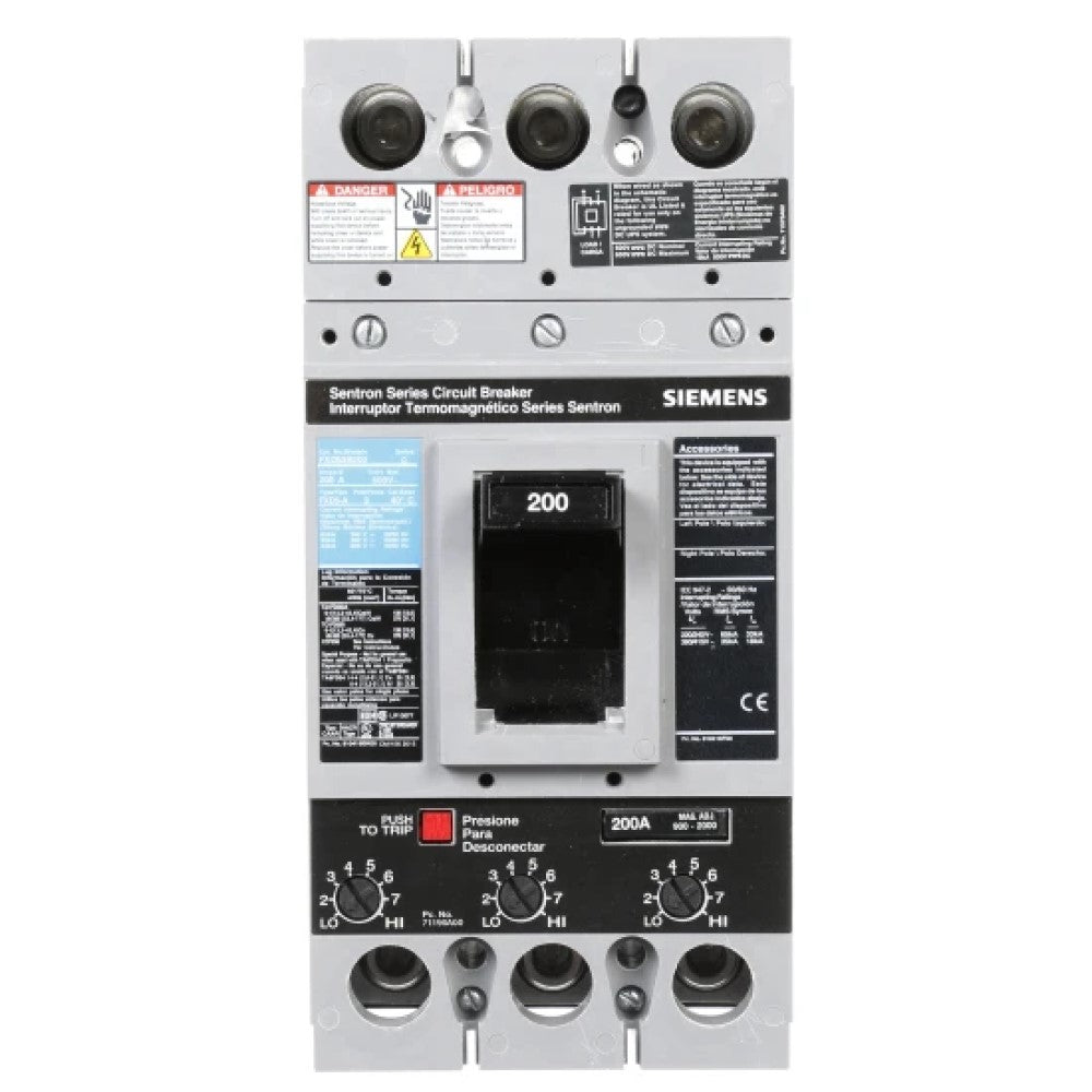 INTERRUPTOR FD 3P 200A 600V 22 KAFX TERMINALES MIT MX:FXD63B200L SIEMENS