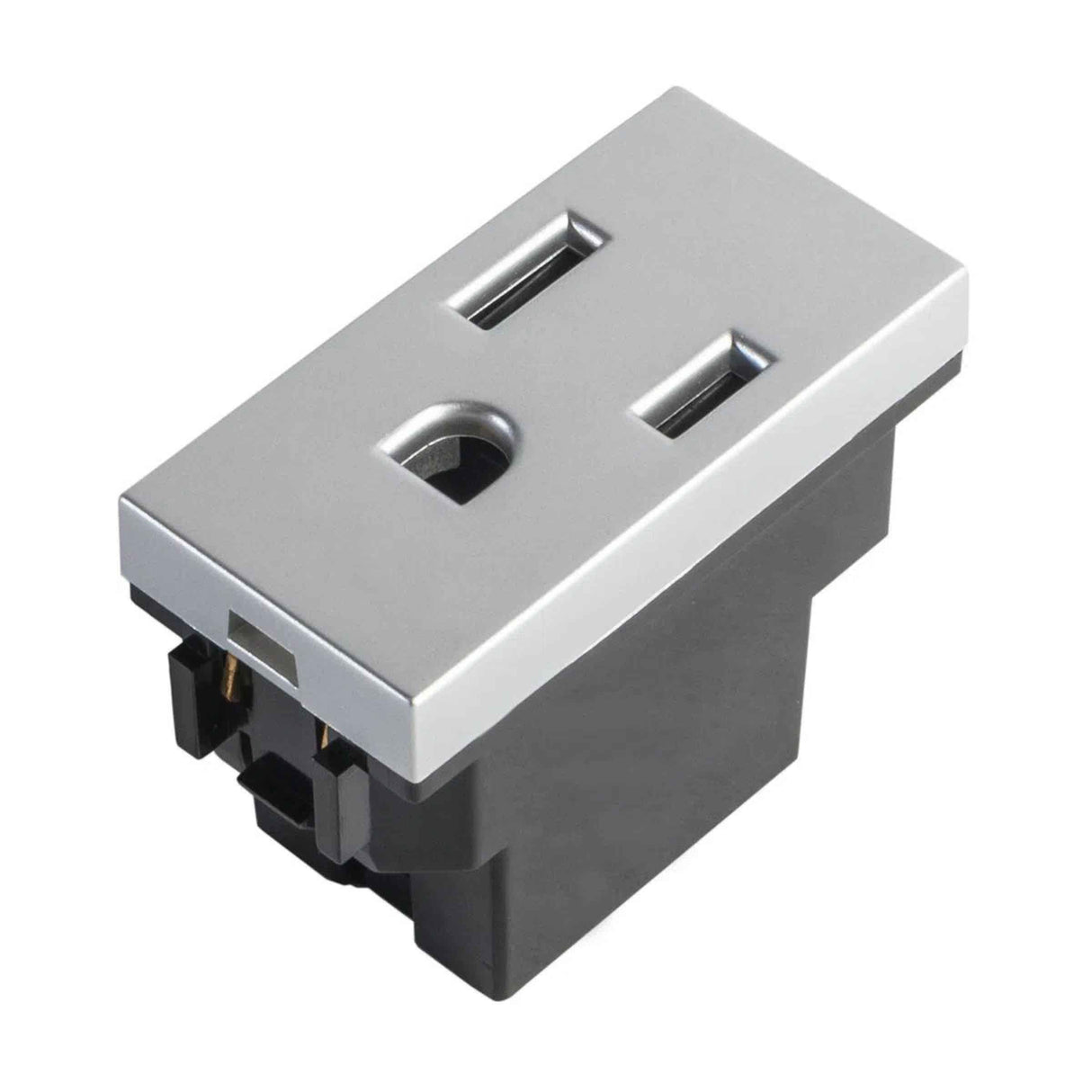 CONTACTO ESTEVEZ ZENIT 2 POLOS CON TIERRA 1 MÓDULO PLATA