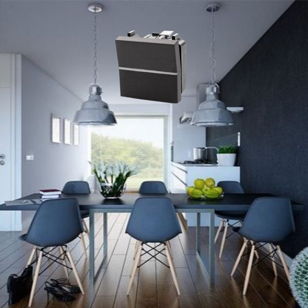 APAGADOR DE ESCALERA ESTEVEZ ZENIT 2 MÓDULOS ANTRACITA