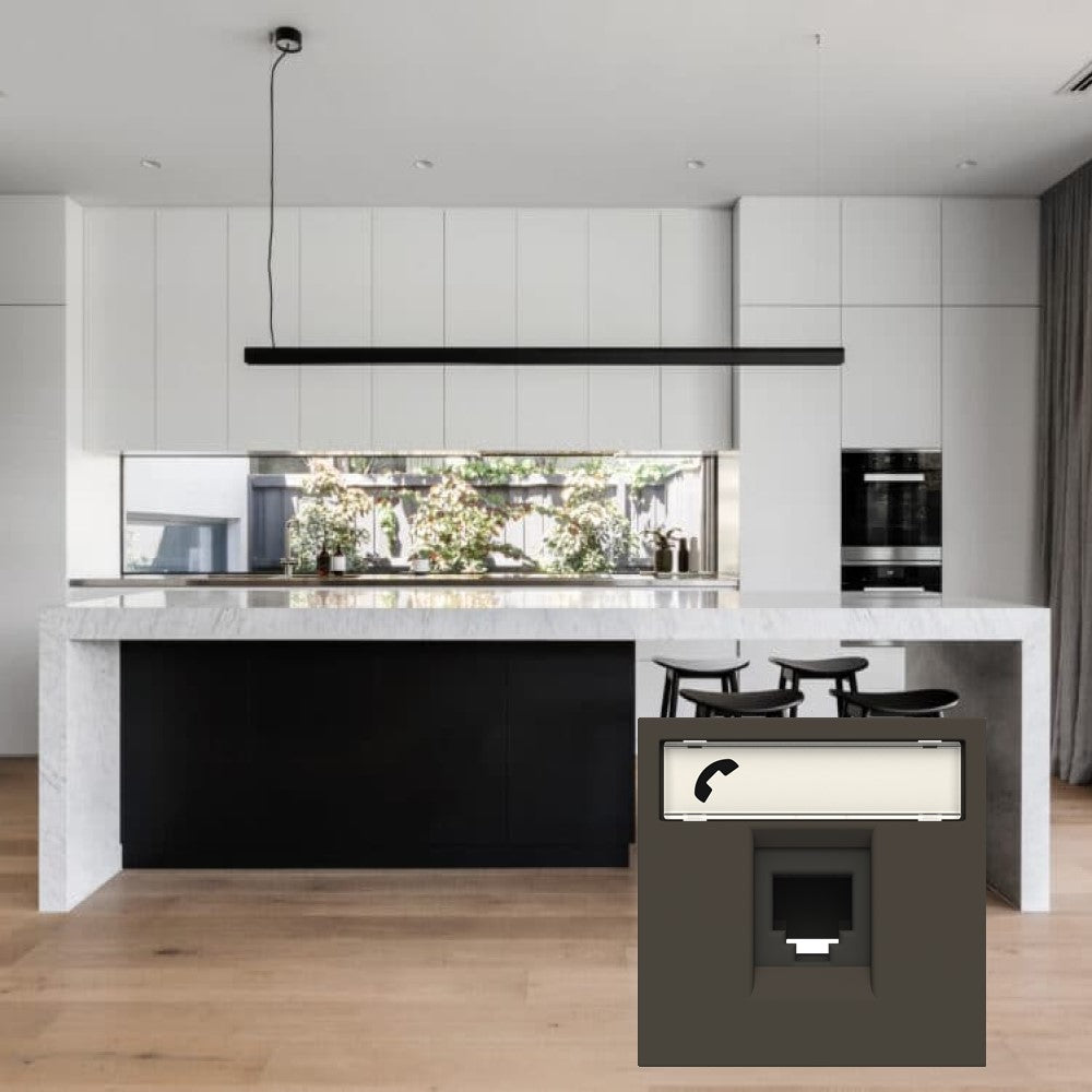 TOMA TELEFÓNICA ESTEVEZ ZENIT 2 MÓDULOS DE 6 HILOS RJ11 ANTRACITA