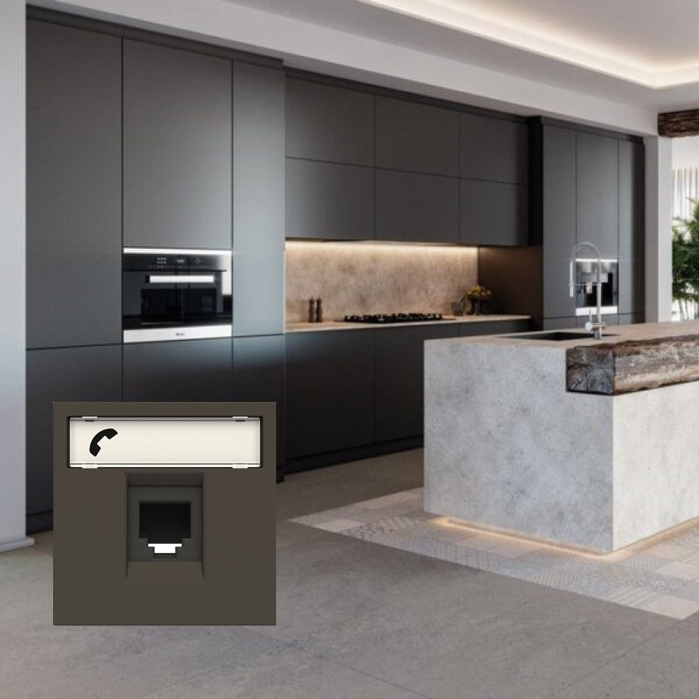 TOMA TELEFÓNICA ESTEVEZ ZENIT 2 MÓDULOS DE 6 HILOS RJ11 ANTRACITA