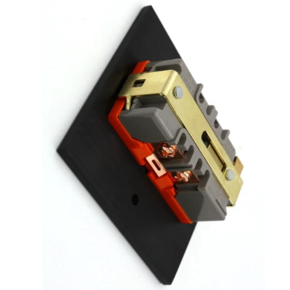CONTACTO DUPLEX TIERRA AISLADA (IG) C/ PLACA ZENIT ANTRACITA MEC NARANJA