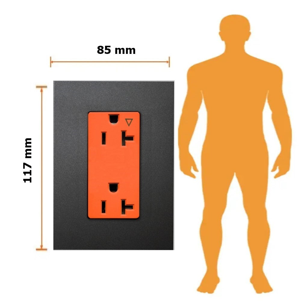 CONTACTO DUPLEX TIERRA AISLADA (IG) C/ PLACA ZENIT ANTRACITA MEC NARANJA