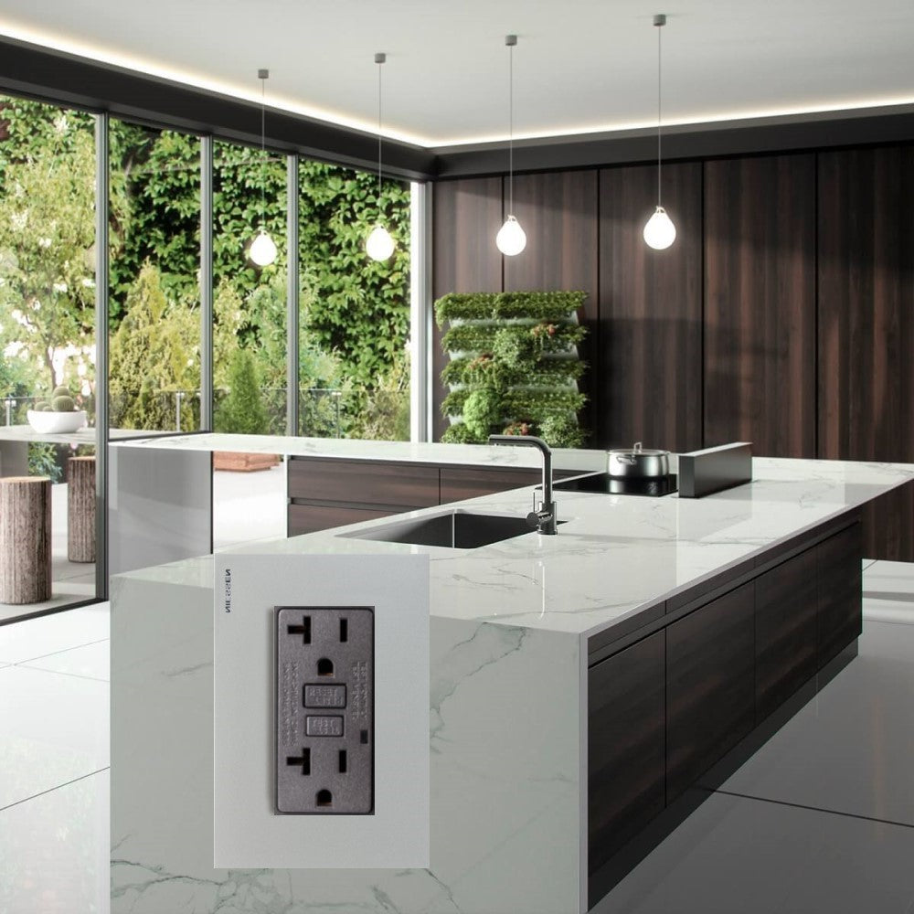 CONTACTO DUPLEX FALLA A TIERRA (GFCI) C/ PLACA ZENIT PLATA MECANISMO ANTRASITA